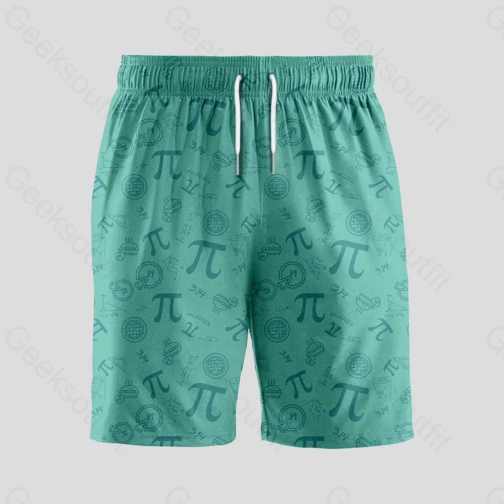 Pi Science Lake Green Geeky Drawstring Shorts - Geeksoutfit