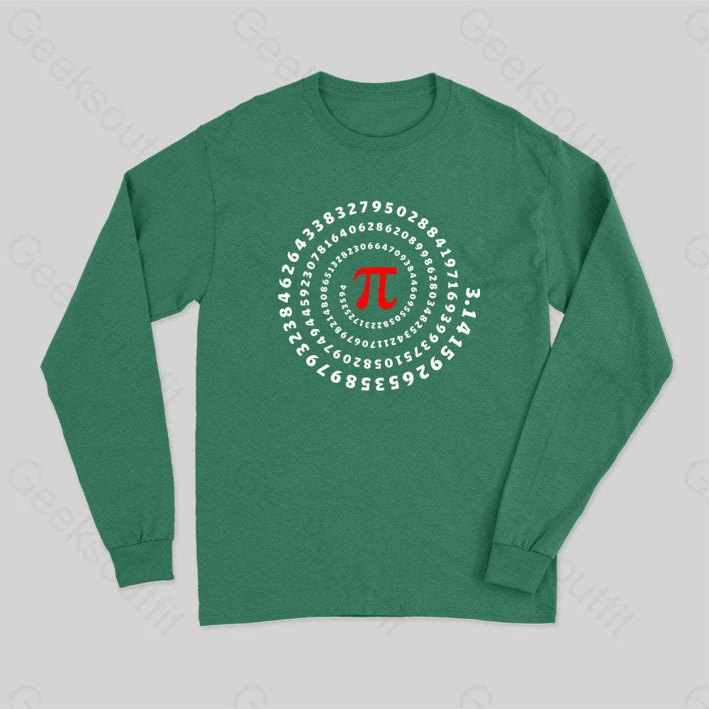 Pi Science Number Sequence Classic Long Sleeve T-Shirt Green / S