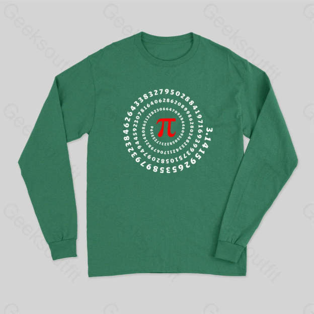 Pi Science Number Sequence Classic Long Sleeve T-Shirt Green / S