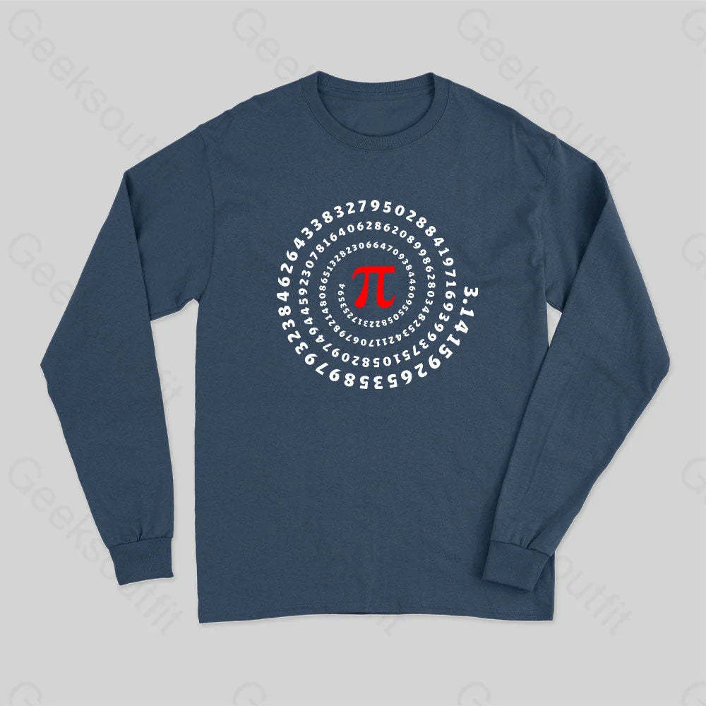 Pi Science Number Sequence Classic Long Sleeve T-Shirt Navy / S