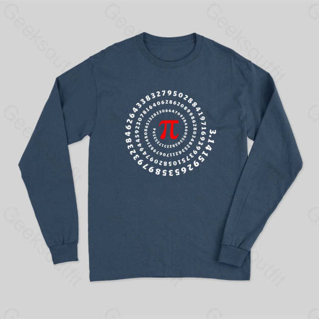 Pi Science Number Sequence Classic Long Sleeve T-Shirt Navy / S