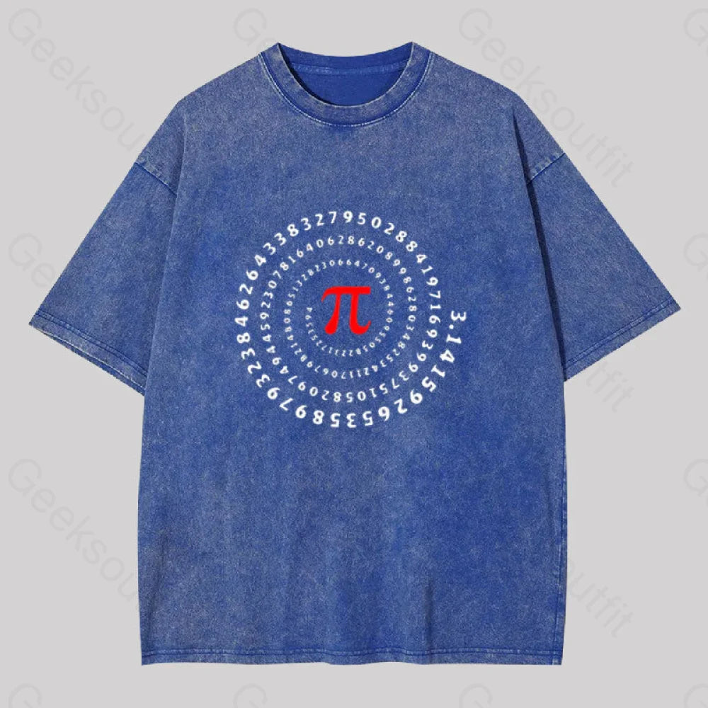 Pi Science Number Sequence Classic Washed T-Shirt Blue / S