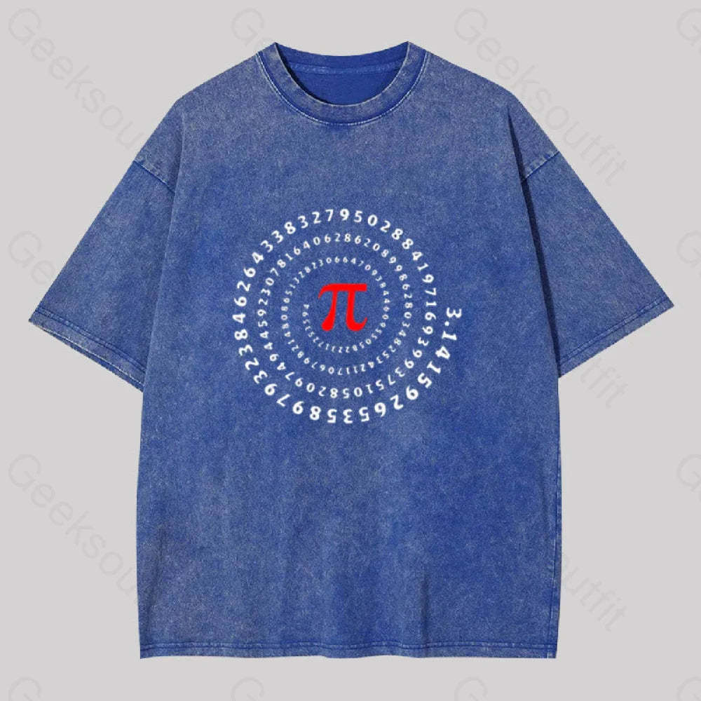 Pi Science Number Sequence Classic Washed T-Shirt Blue / S