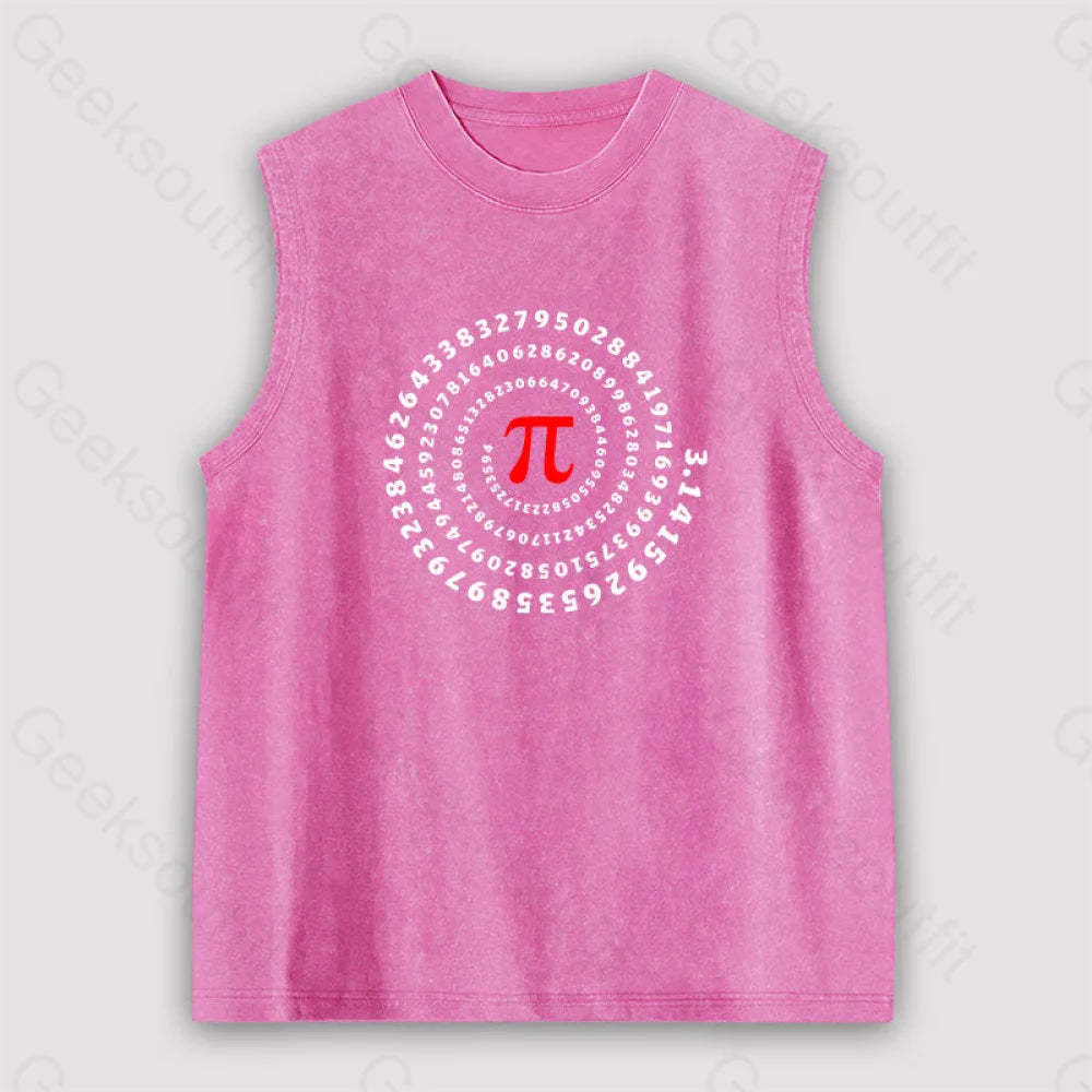 Pi Science Number Sequence Unisex Washed Tank Pink / S