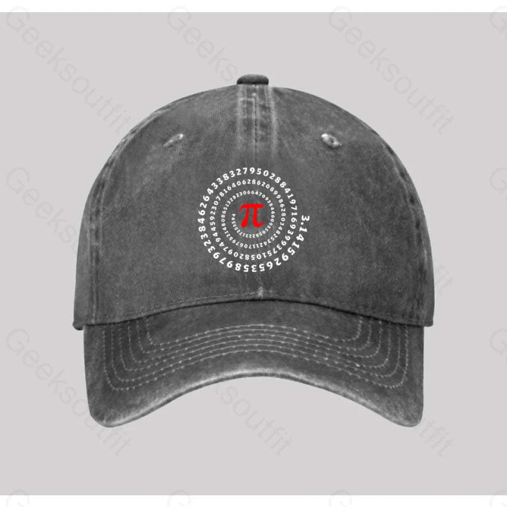 Pi Science Number Sequence Washed Vintage Baseball Cap Grey