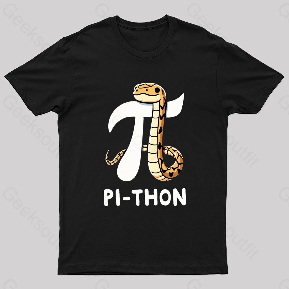 Pi-Thon Pi Symbol Python Nerd T-Shirt Black / S