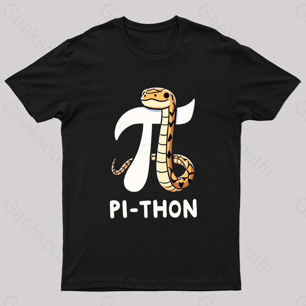 Pi-Thon Pi Symbol Python Nerd T-Shirt Black / S