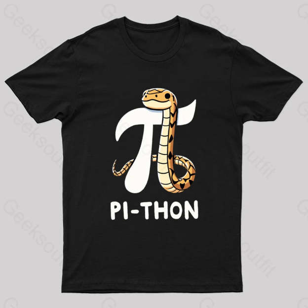 Pi-Thon Pi Symbol Python Nerd T-Shirt Black / S