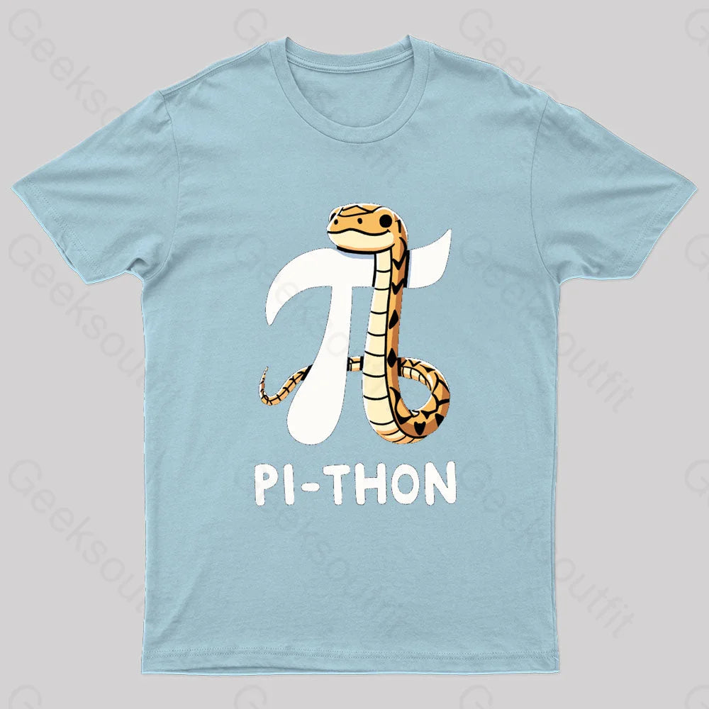 Pi-Thon Pi Symbol Python Nerd T-Shirt Light Blue / S