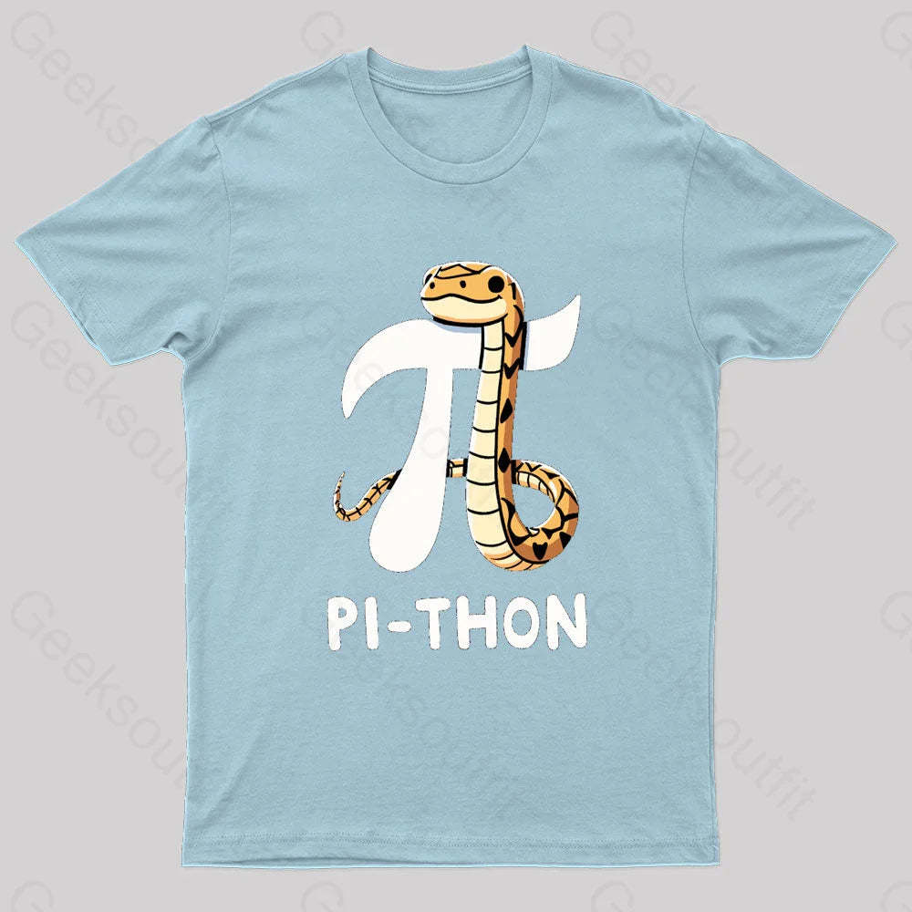 Pi-Thon Pi Symbol Python Nerd T-Shirt Light Blue / S