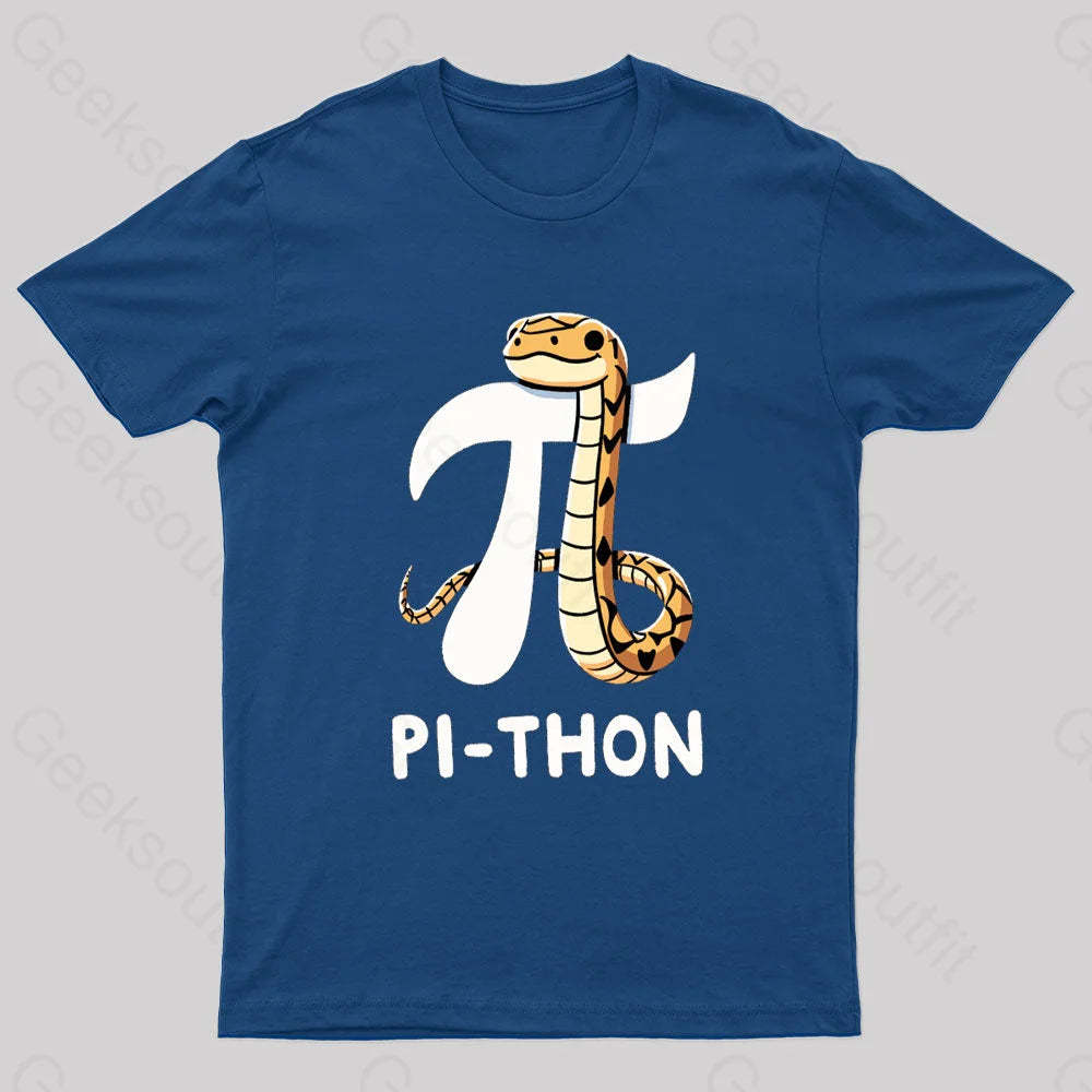 Pi-Thon Pi Symbol Python Nerd T-Shirt Navy / S