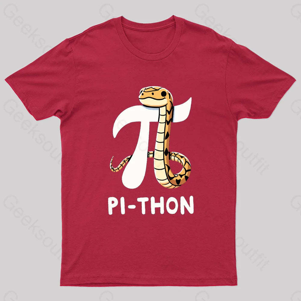 Pi-Thon Pi Symbol Python Nerd T-Shirt Red / S