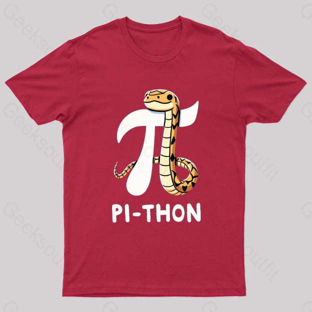 Pi-Thon Pi Symbol Python Nerd T-Shirt Red / S