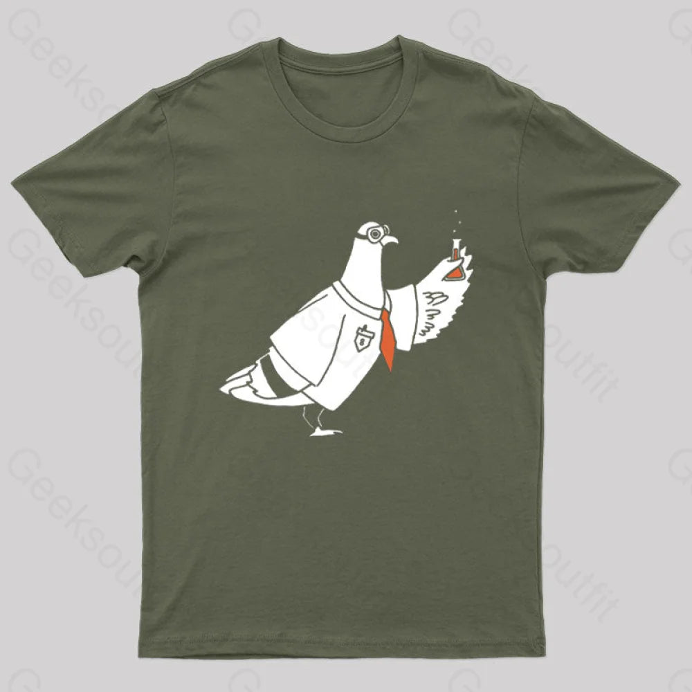 Pigeon Scientist T-Shirt Army Green / S