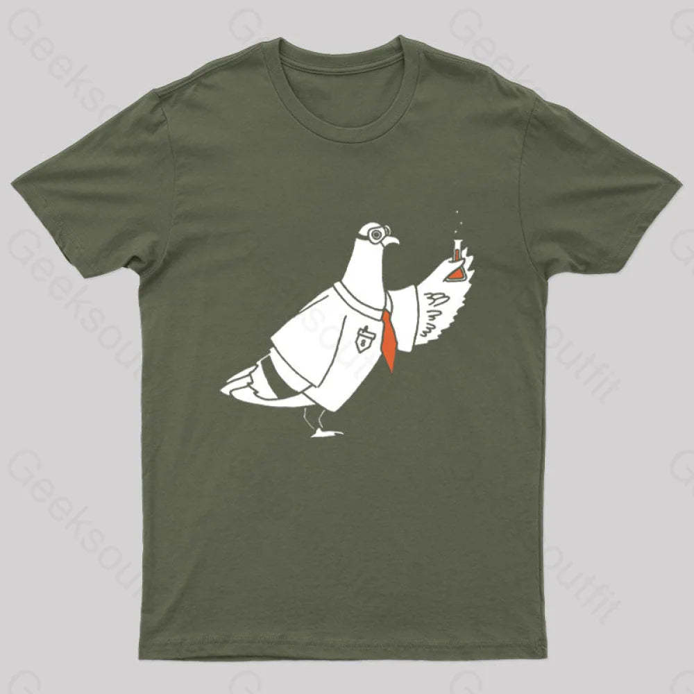 Pigeon Scientist T-Shirt Army Green / S