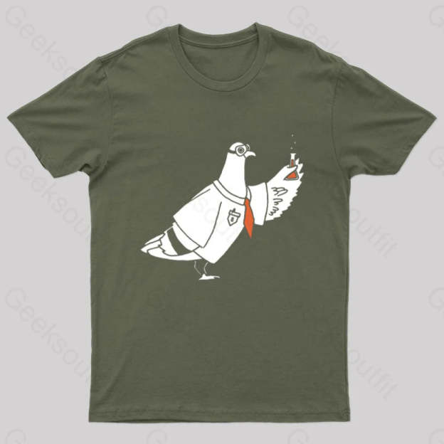 Pigeon Scientist T-Shirt Army Green / S