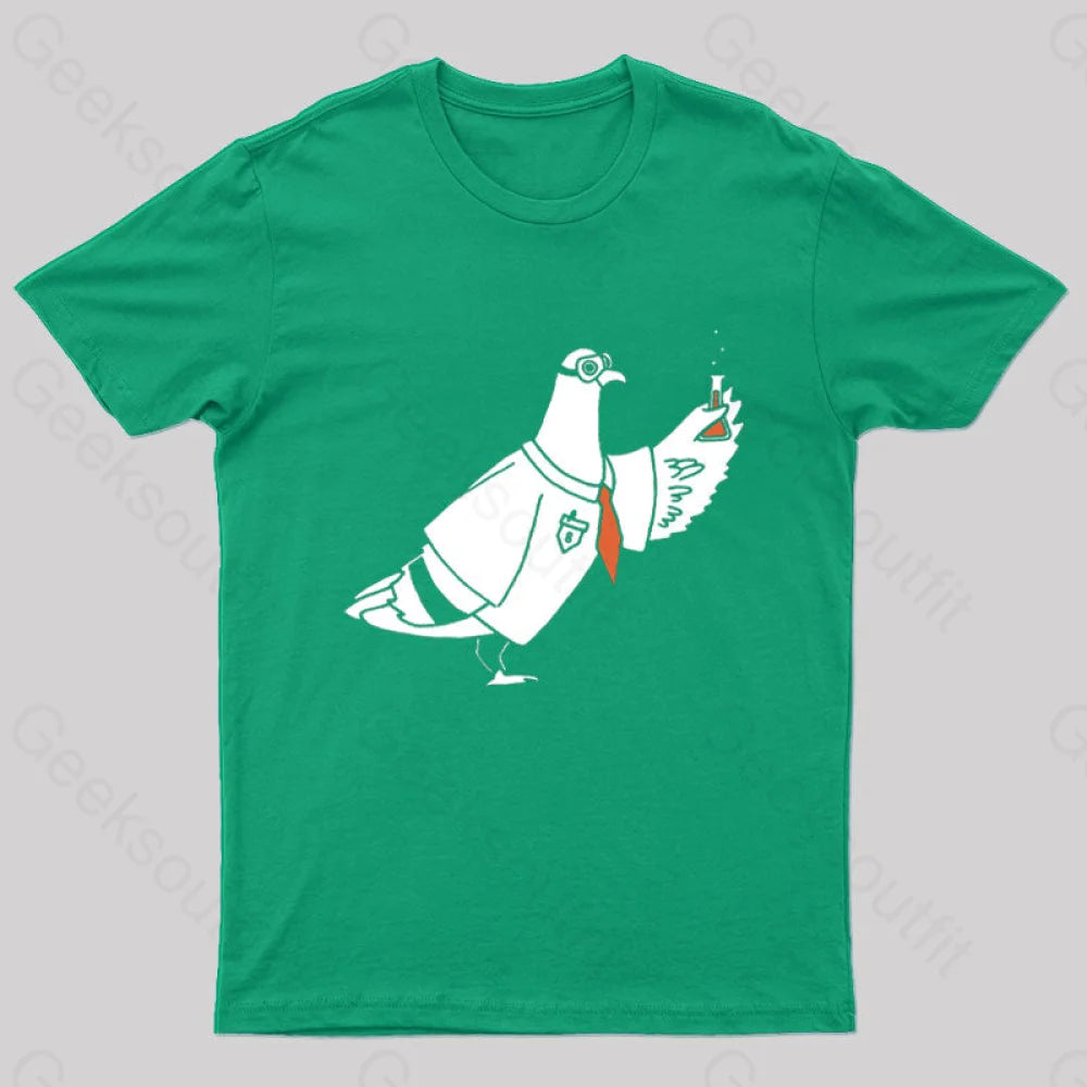 Pigeon Scientist T-Shirt Green / S
