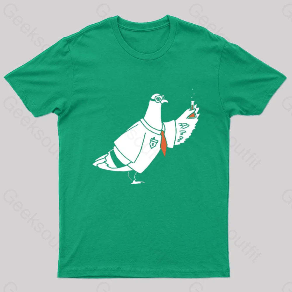 Pigeon Scientist T-Shirt Green / S