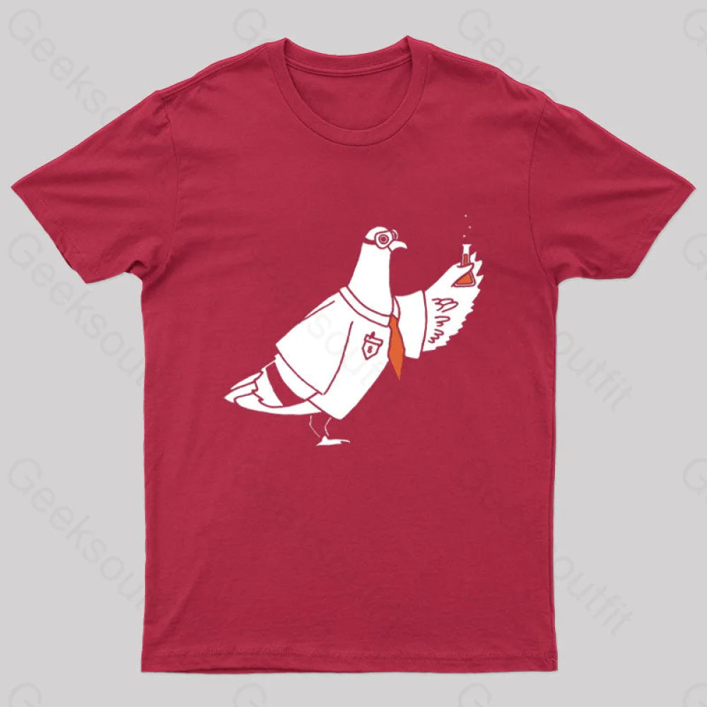 Pigeon Scientist T-Shirt Red / S
