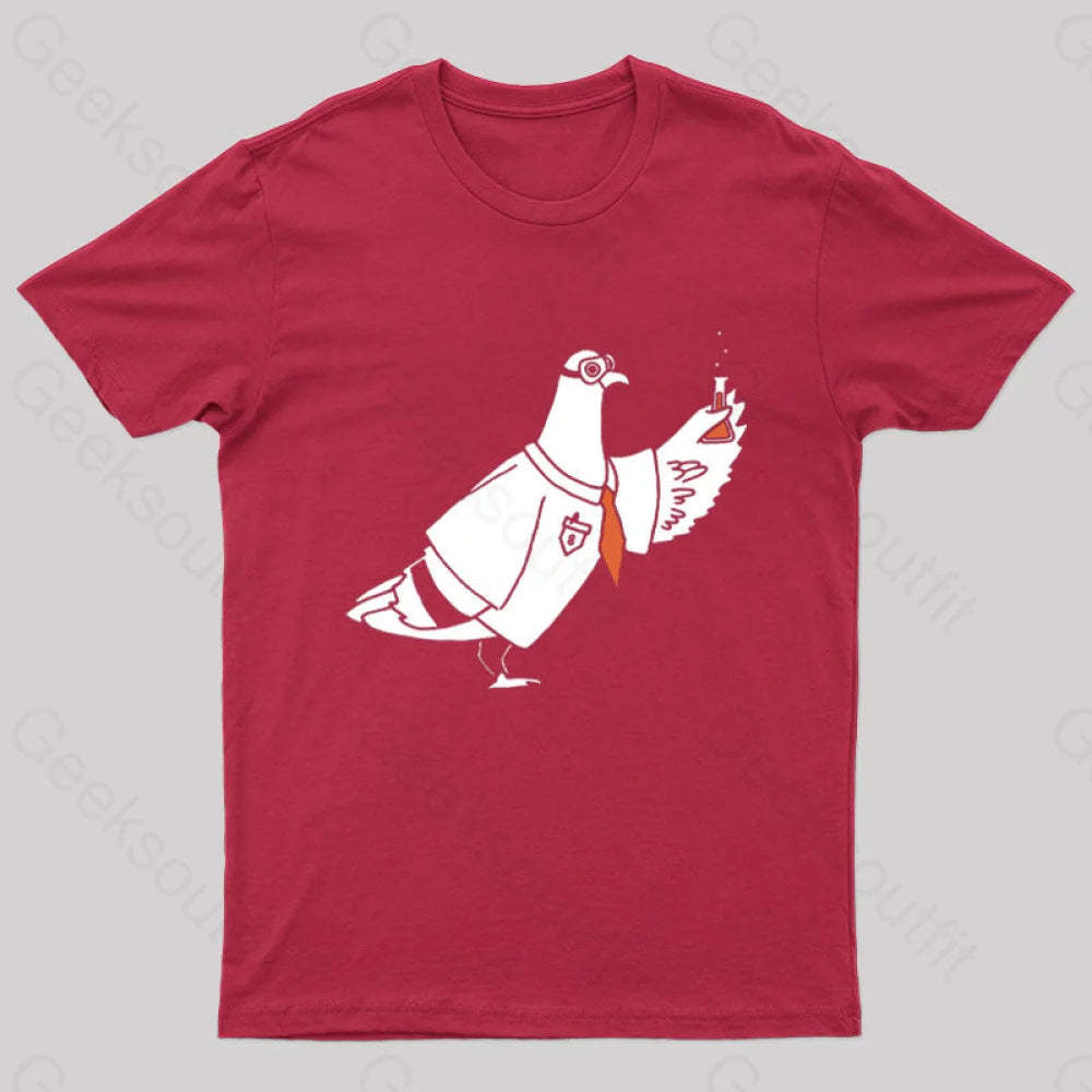 Pigeon Scientist T-Shirt Red / S