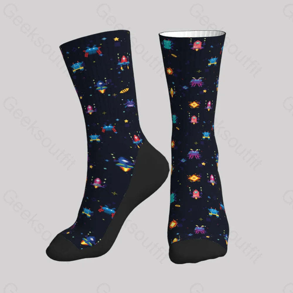 Pixel Style Retro Game Men’s Socks