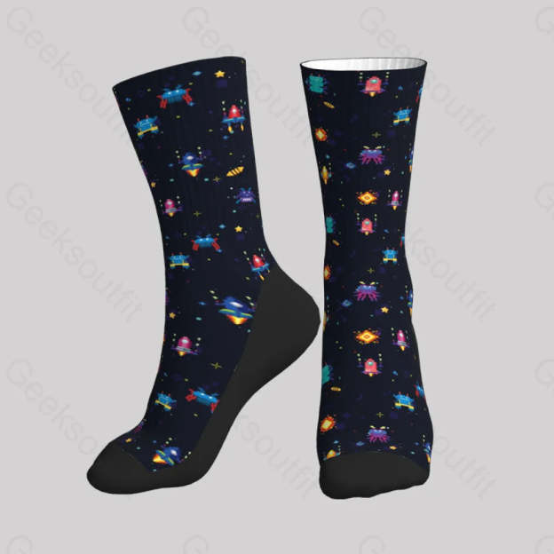 Pixel Style Retro Game Men’s Socks
