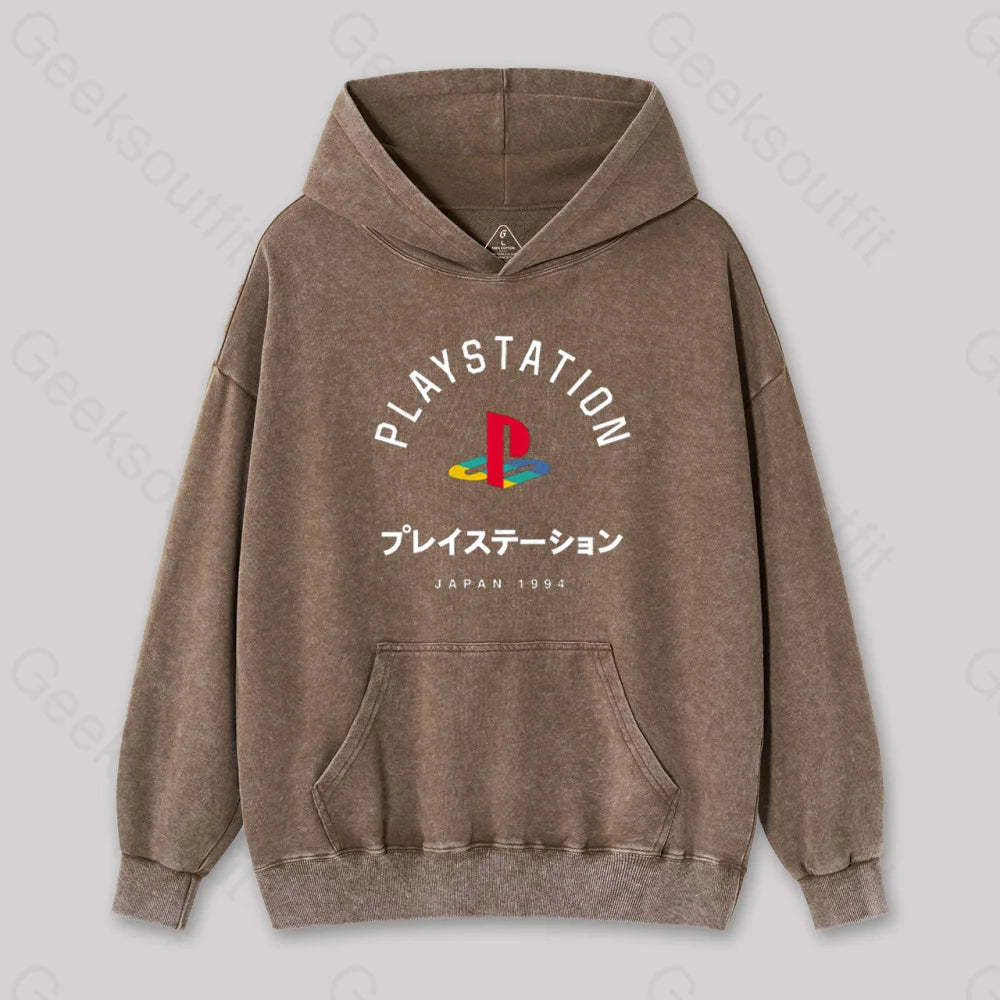 Geeksoutfit PlayStation Japanese Classic Washed Hoodie for Sale