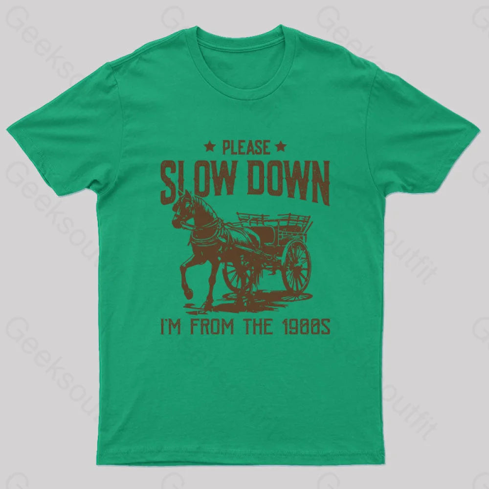 Please Slow Down I‘m From The 1900S T-Shirt Green / S