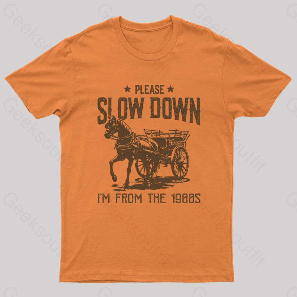 Please Slow Down I‘m From The 1900S T-Shirt Orange / S