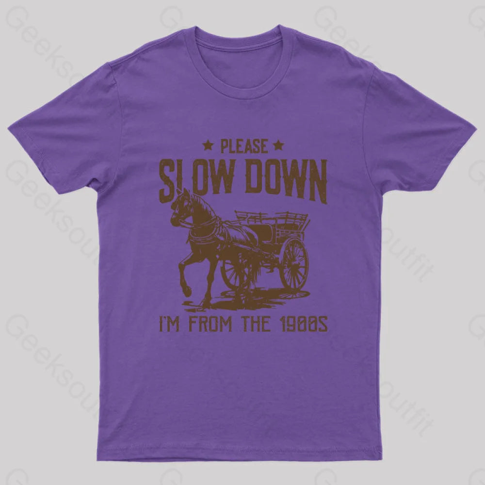 Please Slow Down I‘m From The 1900S T-Shirt Purple / S
