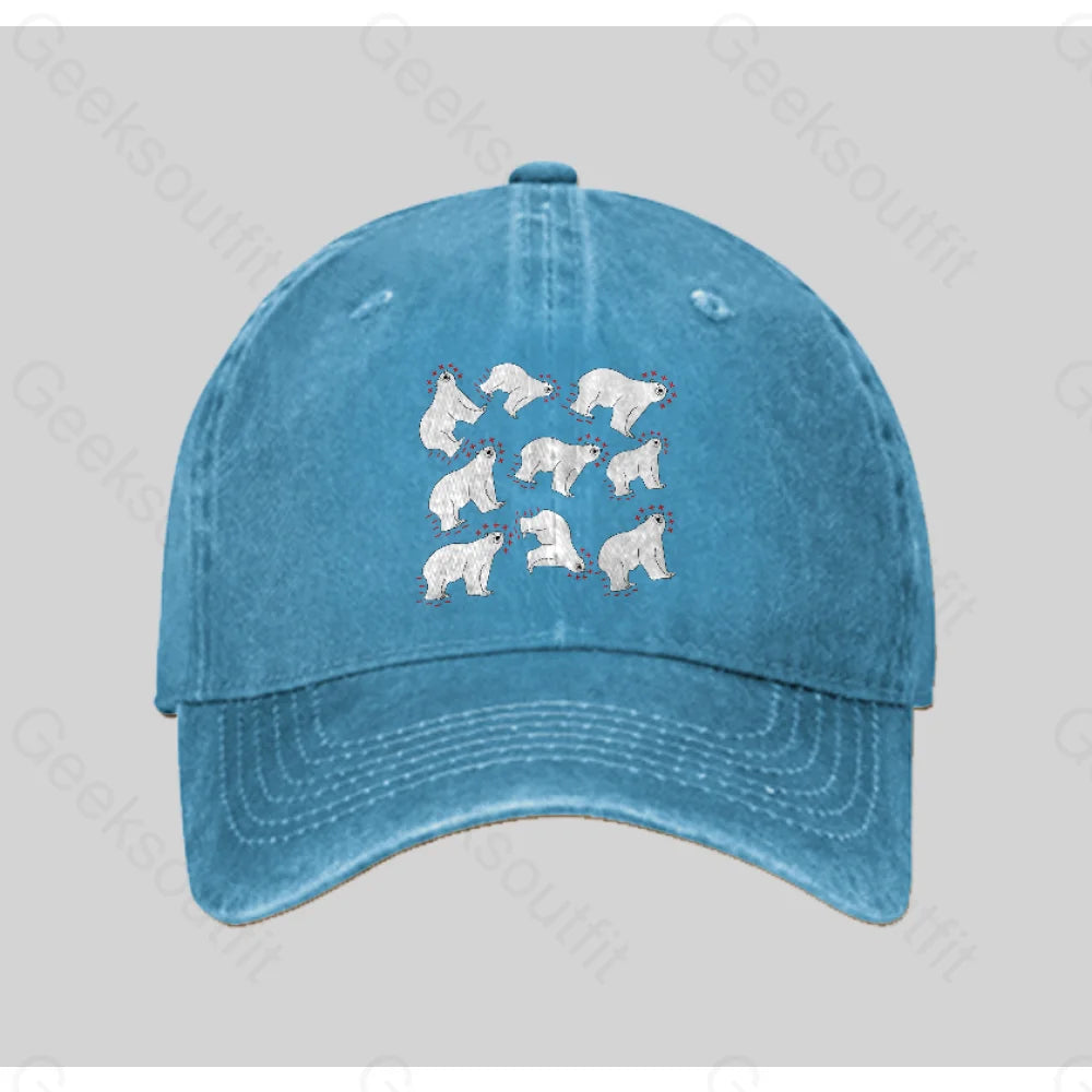 Polar Bears And Dipoles Washed Vintage Baseball Cap Blue