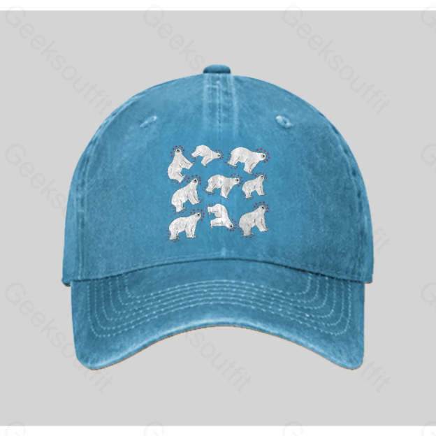 Polar Bears And Dipoles Washed Vintage Baseball Cap Blue