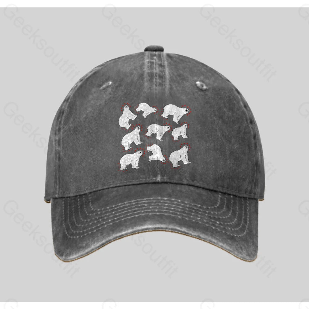 Polar Bears And Dipoles Washed Vintage Baseball Cap Grey