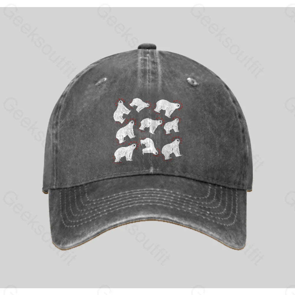 Polar Bears And Dipoles Washed Vintage Baseball Cap Grey