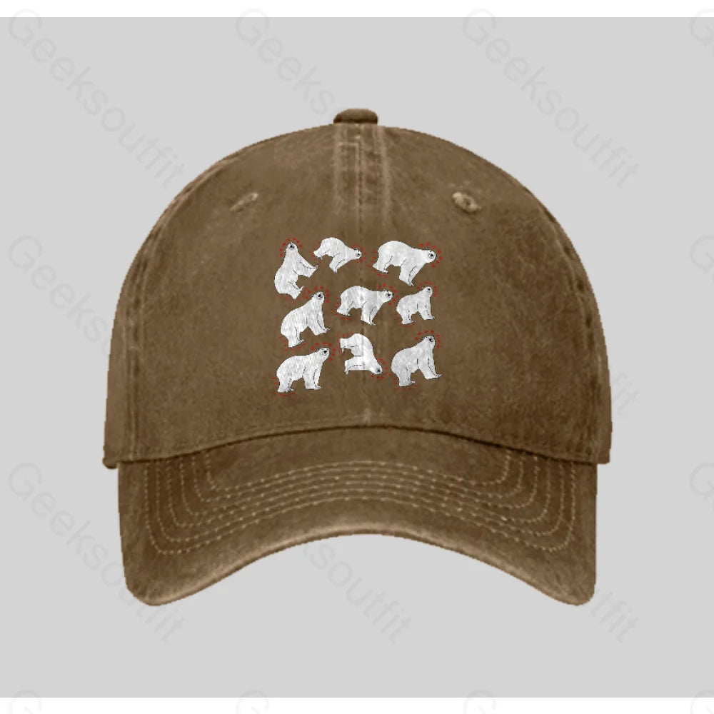 Polar Bears And Dipoles Washed Vintage Baseball Cap Natural