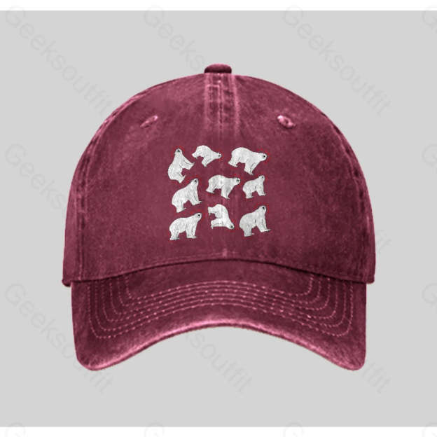 Polar Bears And Dipoles Washed Vintage Baseball Cap Red