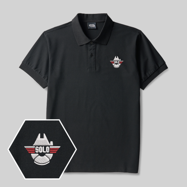 SOLO Spaceship Logo Geek Embroidered Polo Shirt