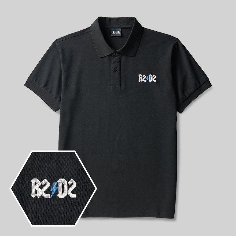 Robot Scifi Geek Embroidered Polo Shirt