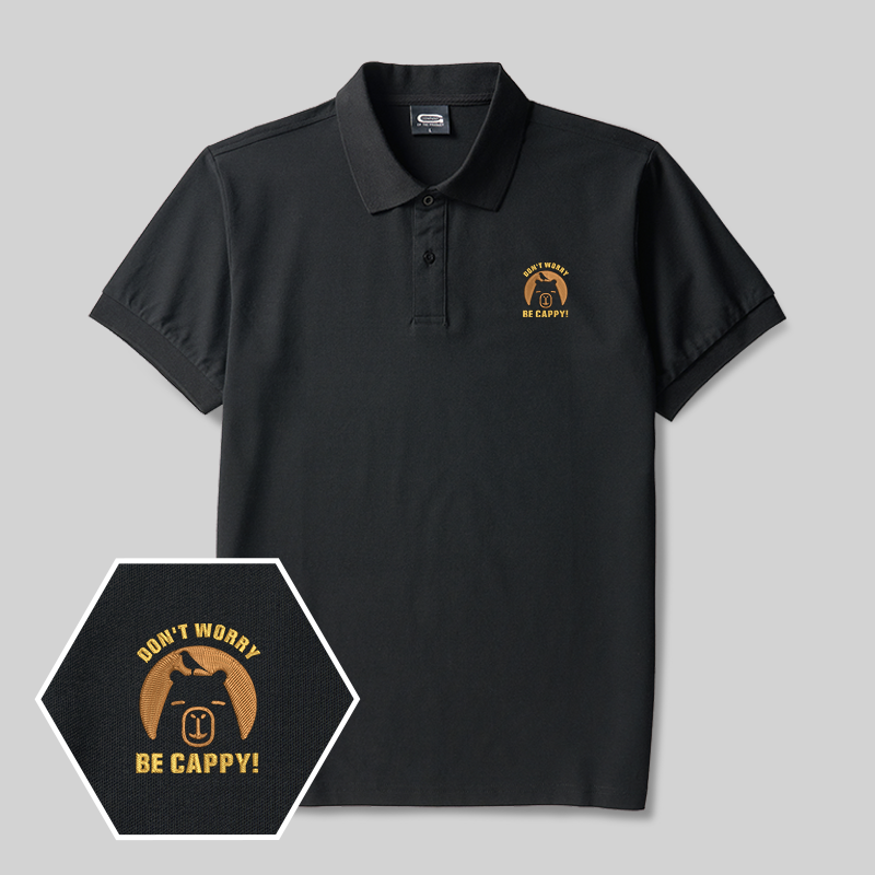 Don't Worry Be Cappy Geek Embroidered Polo Shirts
