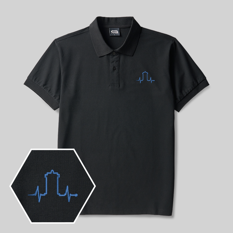 Heartbeat Line Geek Embroidered Polo Shirts