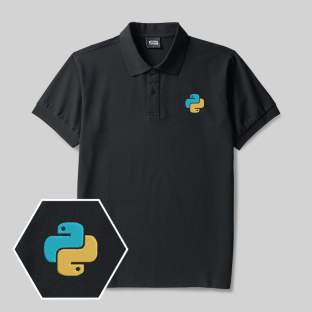 Python Duo Geek Embroidered Polo Shirts