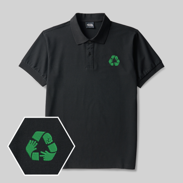 Recycling Hands Geek Embroidered Polo Shirts
