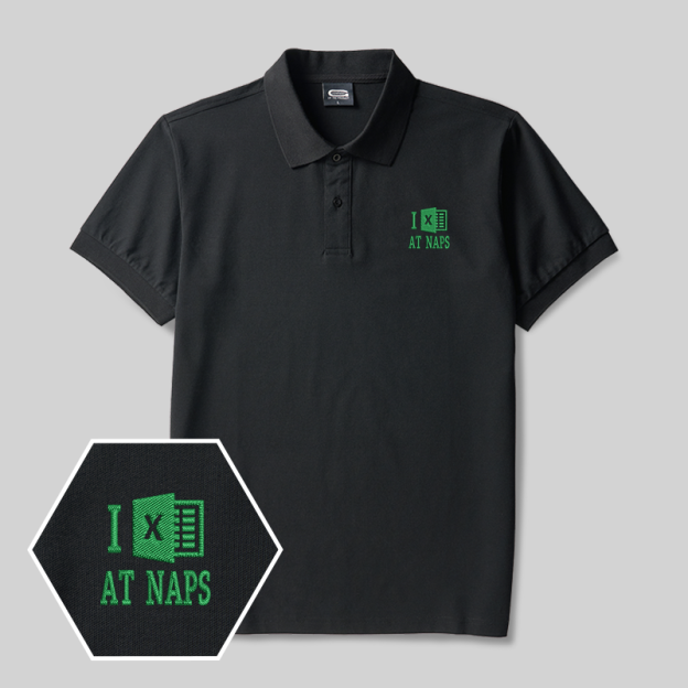 I Excel At Naps Geek Embroidered Polo Shirts
