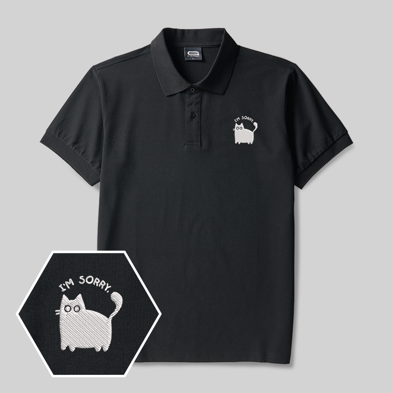 I'm Sorry Cat Geek Embroidered Polo Shirt