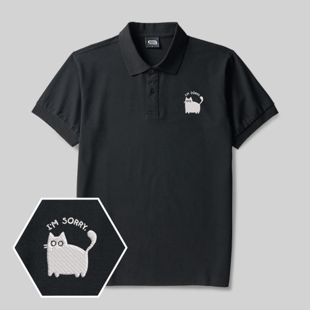 I'm Sorry Cat Geek Embroidered Polo Shirt