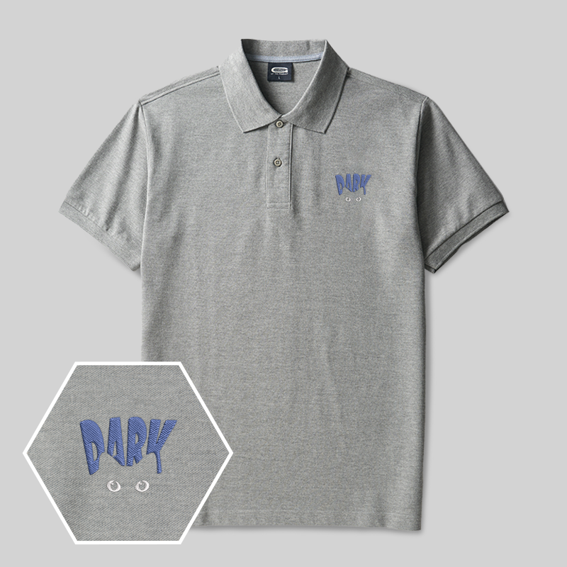 Dark Cat Geek Embroidered Polo Shirts
