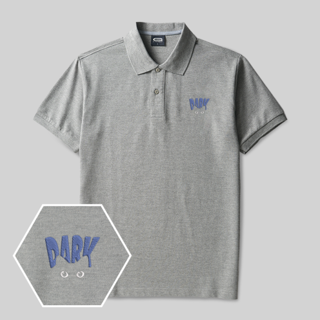 Dark Cat Geek Embroidered Polo Shirts