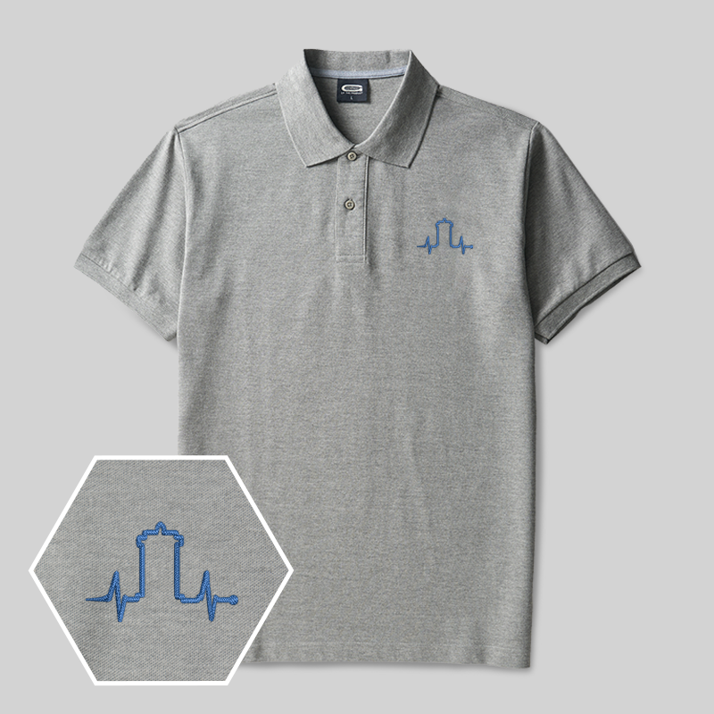 Heartbeat Line Geek Embroidered Polo Shirts