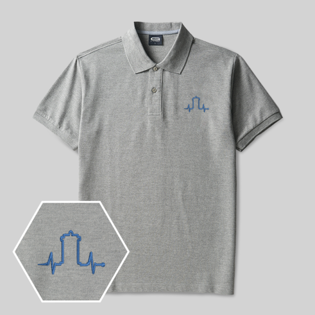Heartbeat Line Geek Embroidered Polo Shirts