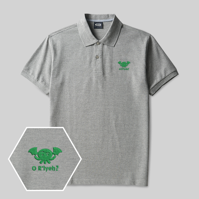 O R'Lyeh Geek Embroidered Polo Shirts